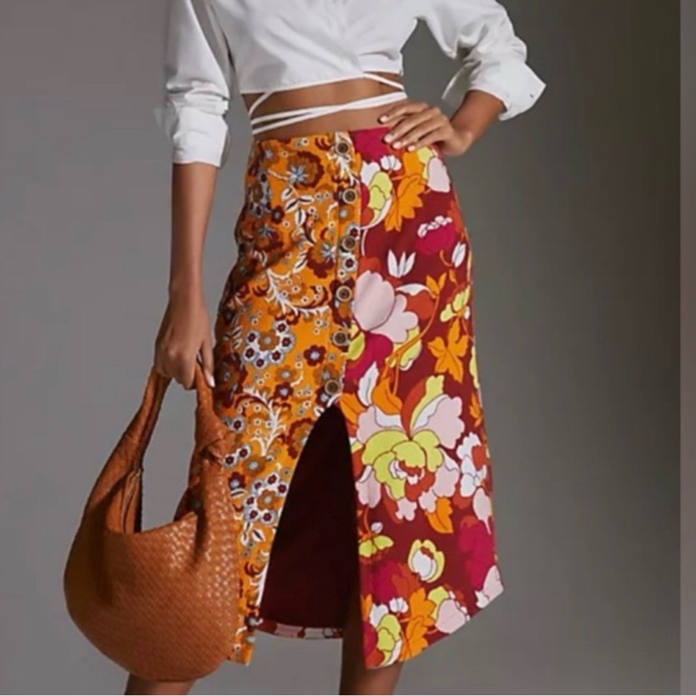 Maeve Floral Patchwork Midi Skirt